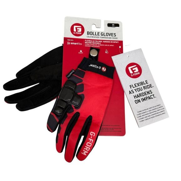 G-Form Size XS Black Red Bolle Cycling Gloves For Cold Weather NWT - Picture 1 of 7